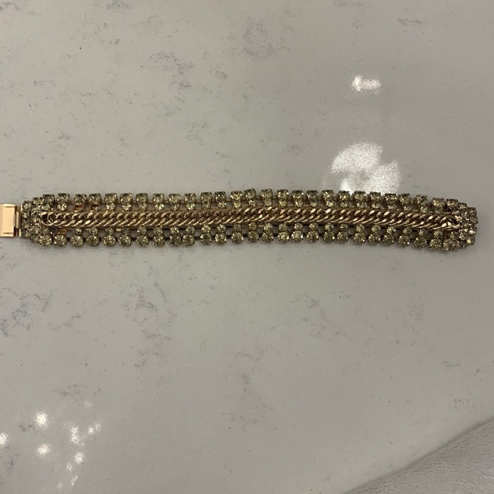 Gold and Pale Green Costume Bracelet